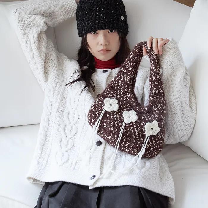 Clover Knit Bag - Brown