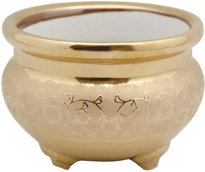 Keramik Arte Buddhistische Altarzubehör, Gold Arabesken Design [3,0-Zoll Räuchergefäß, Echte Goldoberfläche, Hergestellt in Japan] Durchmesser 9cm x Höhe