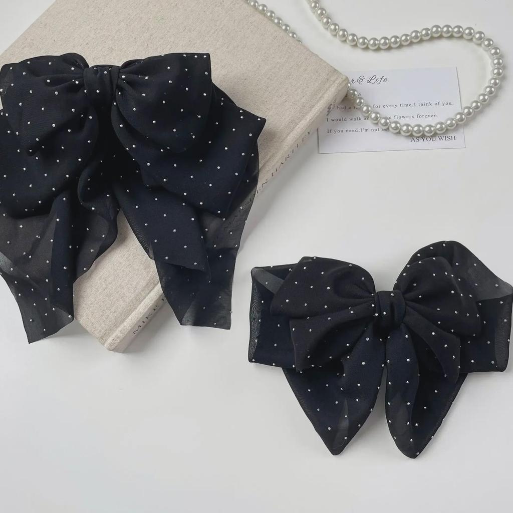 Elegant Korean Sweet Multi-Layered Bow Hairpin with Sequins - High-Grade Spring Clip Design for Women