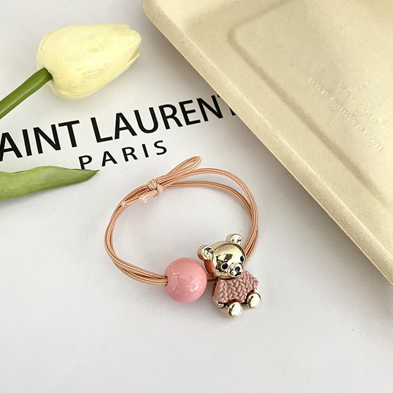 5 Pieces Colorful Bear Head Rope Simple Tie Hair Bear Hair Ring