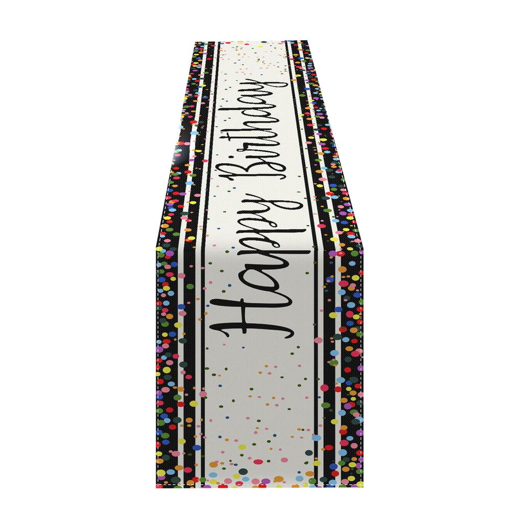 Colorful Table Runner Happy Birthday Anniversary Table Runner Table Decor Personalized Party Gathering Tablecloth