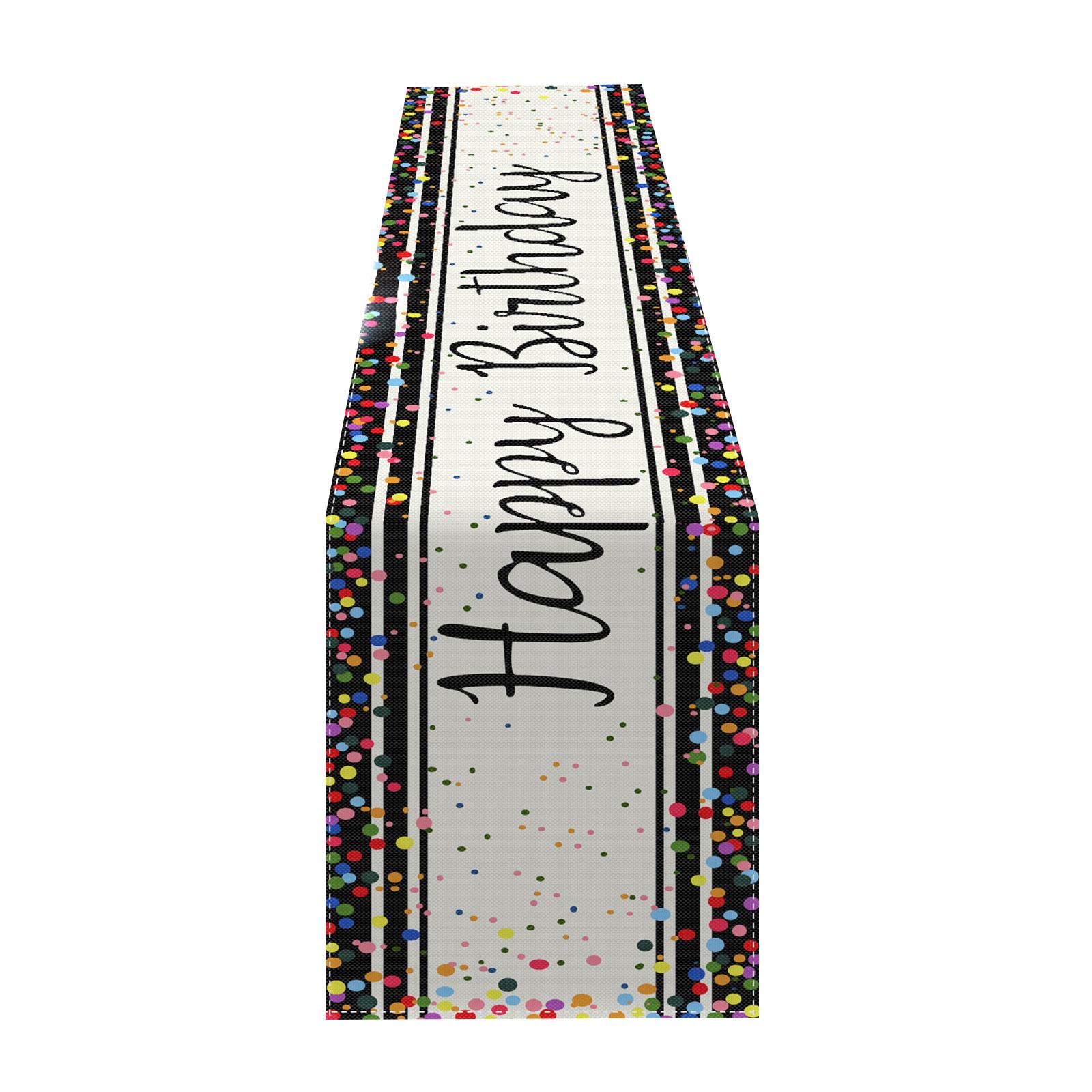 

Colorful Table Runner Happy Birthday Anniversary Table Runner Table Decor Personalized Party Gathering Tablecloth 3