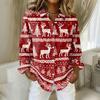 Women's Casual Christmas Print Long Sleeve Cardigan Top for Holiday Festive Wear