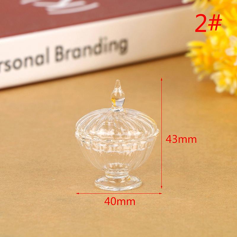 1:12 Scale Miniature Dollhouse Glass Canister Mini Cookies Candy Jar Bottle for OB11 Doll Kitchen Play Food Toy Accessories