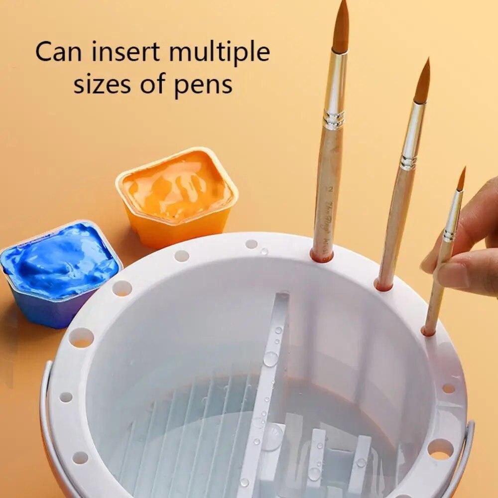 With Lid Paint Brush Washing Bucket 3-in-1 Paint Brush Holder/Color Palette Paint Brush Holder Plastic Paint Brush Washer