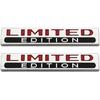 2Pcs Chrome Metal Door Fender Limited Edition Emblem SUV Racing Car Lid Trunk Logo Coupe Luxury Badge 3D Sticker for All Car (Silver&Red&Black)