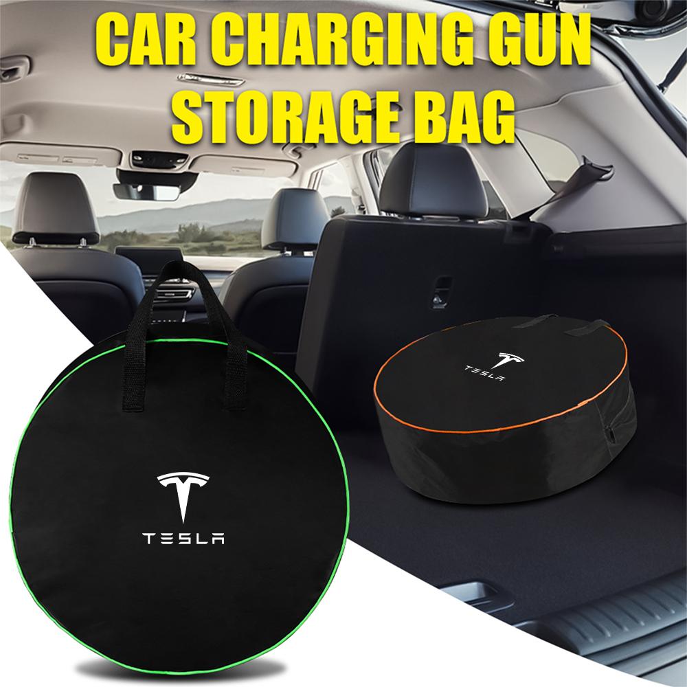 AAAIM1 EV Cables Bag Vehicle Charger Case Oxford Cloth Storage Bag Zipper Closure For Tesla Model 3 Y S X Roadster Cybertruck Juguete
