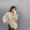 Han thin version striped sweater women's autumn new thin learning loose and versatile show casual round neck season tops tide