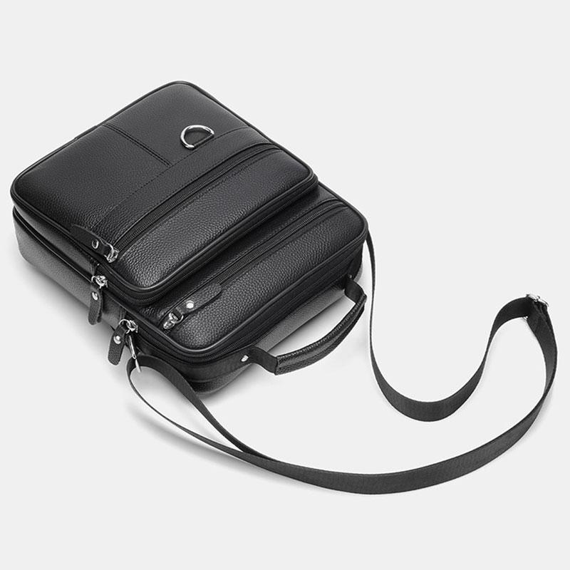 Genuine Leather Men's Bag Luxury Men Business Shoulder Bag Large Capacity Square Man Crossbody Bags Cowhide Handbag