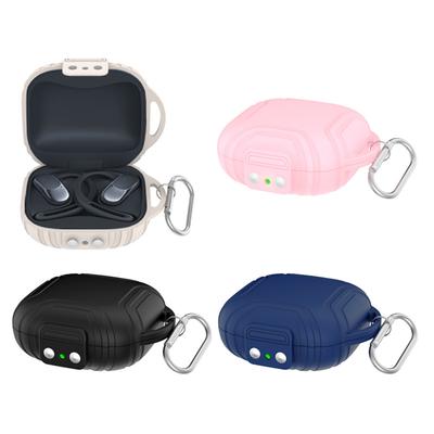 Silicone Case Cover Shockproof Headphones Charging Case Anti-Scratch with Carabiner for Shokz OpenFit Air T511 Wireless Earbuds