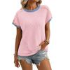 Women's Crew Neck Short Sleeve Knit Top Loose Fit Streetwear Casual Tee