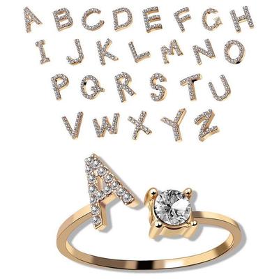 Bague Initiale Ajustable pour Femme - Design Ouvert Créatif 26 Lettres