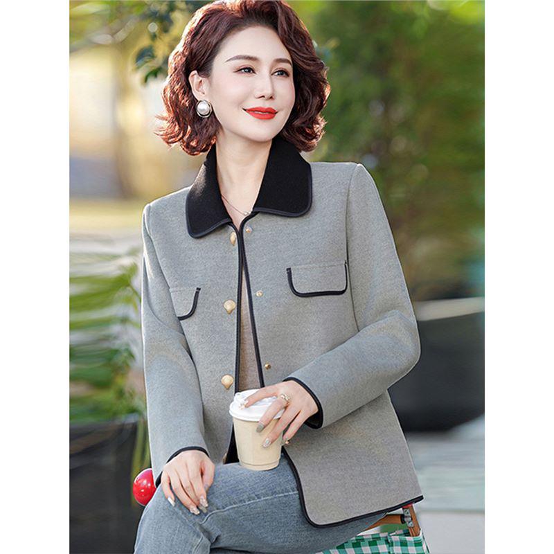 Double-Sided Wool Coat for Petite Middle-Aged Women - Spring & Autumn Style