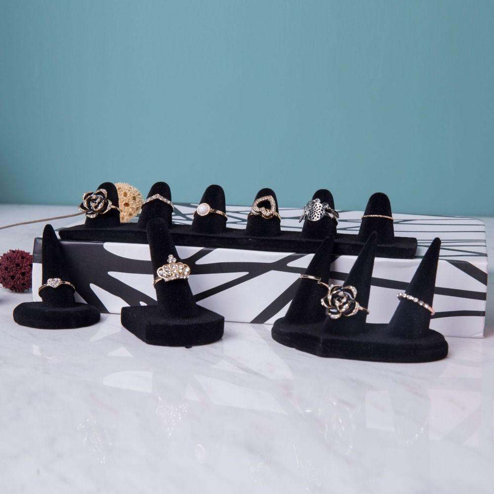 Organizer Jewelry Display Rack Velvet Ring Display Stand Jewelry Props Rings Display Holder Women