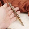 13.6cm Vintage Brass Tibetan Handheld Religious Ritual Instrument Demon Subduing Vajra Prong Craft Old Copperware Wholesale