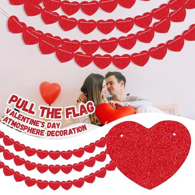 Valentine's Day Party Love Flag Party Wedding Decoration Peach Heart Flag