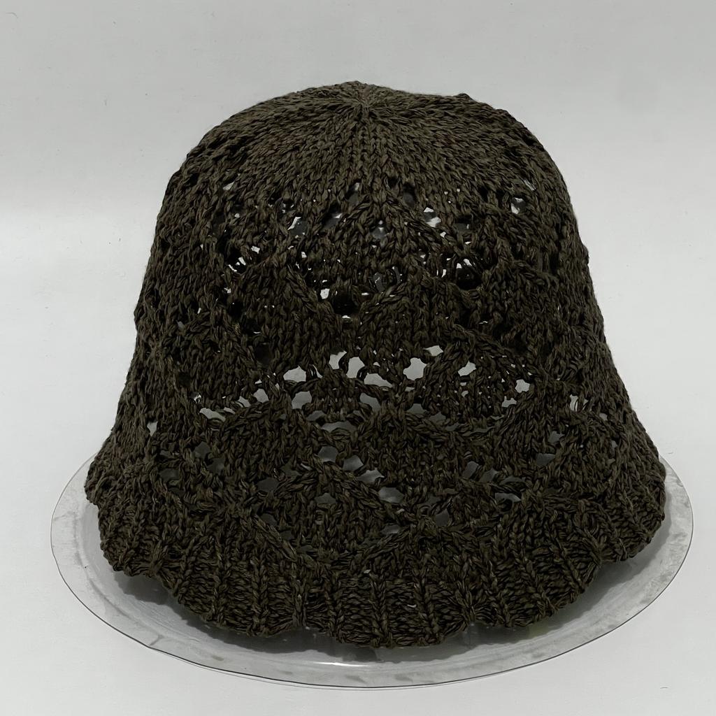 Literary and Artistic Hollow Breathable Knitted Bucket Hat Women's Spring Summer Crochet Bucket Hat Casual Sunshade Basin Hat Tide