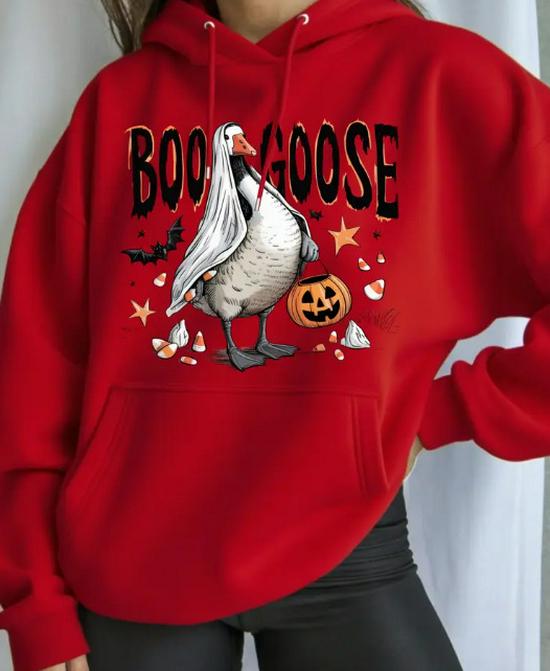 2025 Autumn/Winter Women's Halloween Print Hooded Sweatshirt, EU Size, Loose Fit, Long-Sleeve