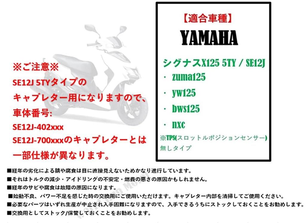 Yamaha Cygnus X 125 5TY Carburetor for Yamaha Zuma125, YW125, BWS125, NXC, Cygnus X 125, Genuine Type, Aftermarket Part