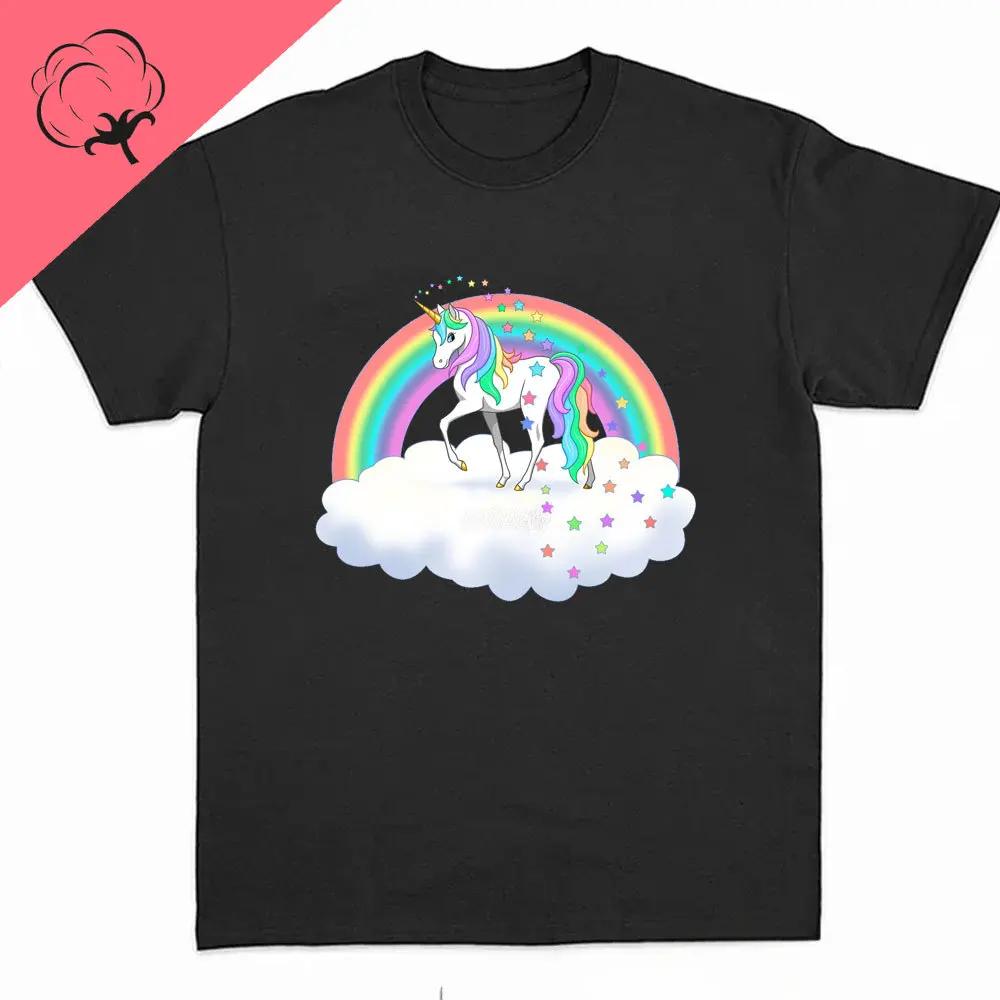 Pánské tričko s jednorožci Duhová grafická trička Vtipná trička Dámská móda Hip Hop Alpha Pánské topy 100% bavlna Unisex Estetické oblečení