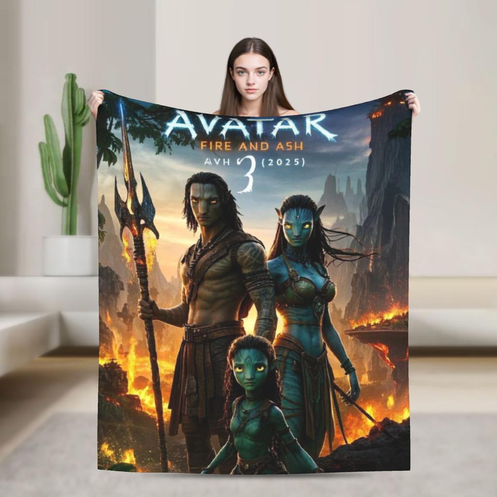 Avatars Blue Na'vi Neytiri Poster Bedding Throws Soft Comfy Blanket For Couch Chair Plane Travel Flannel Bedspread Bed Cover