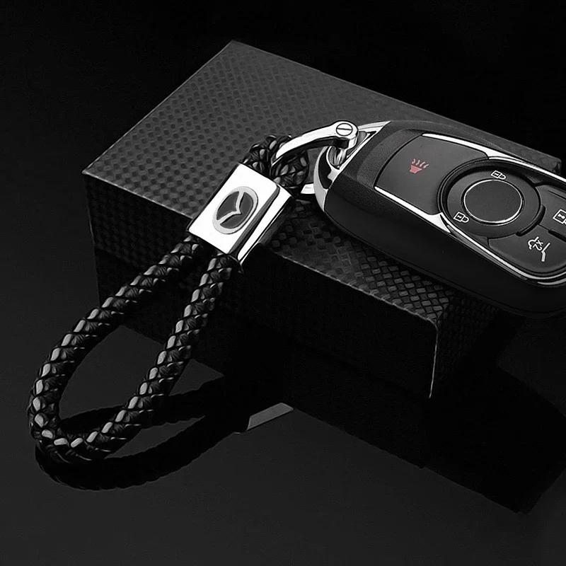 Car Woven Rope Keychain Ornaments Leather Keyring Gifts For Mazda 2 3 6 5 Atenza CX3 CX5 MX5 CX7 Axela CX30 CX90 CX60 CX50 MX30