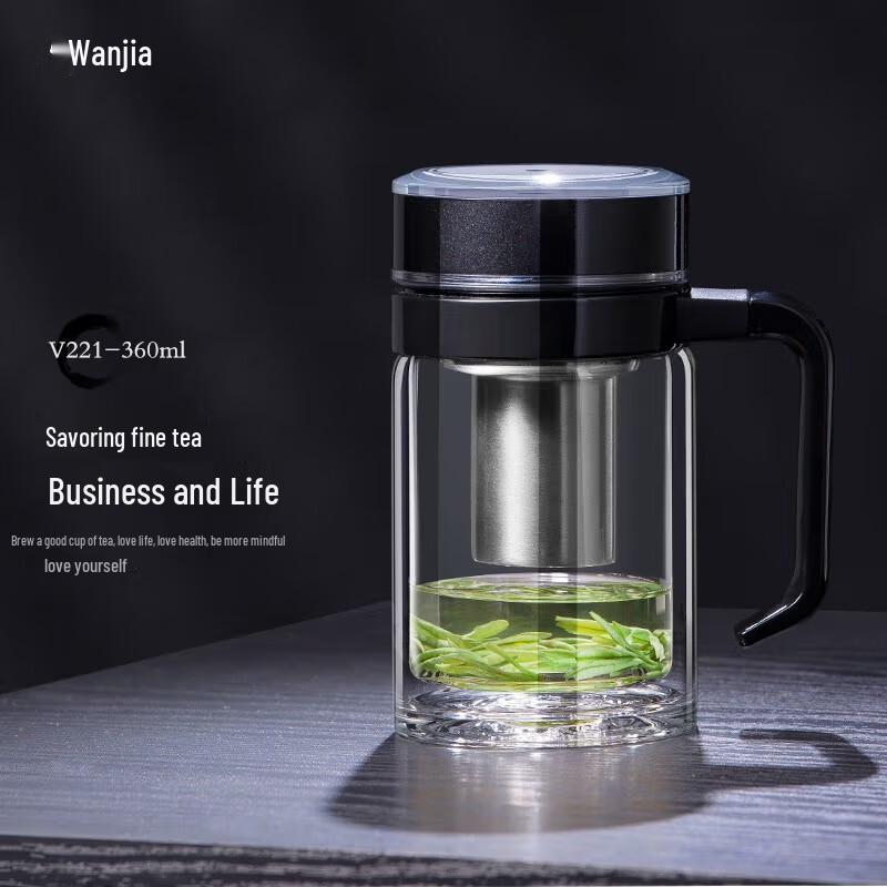 Double-Layer Glass Tea Infuser Mug with Handle