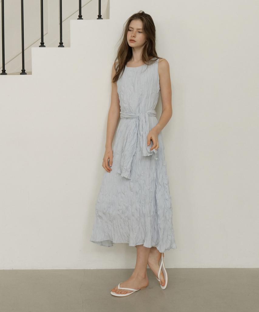 Riorg Gir Wrinkl Sleeveless Ops Sky Blue