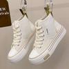 Spring, Summer, Autumn and Winter Women's Shoes Women's Sneakers Canvas Shoes Mid-cut Round Toe Lace-up Casual All-match Shoes