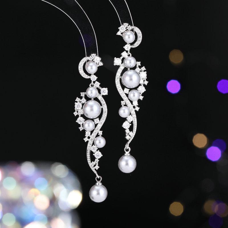 

Премиальные свадебные серьги женские циркониевые легкие роскошные ретро элегантные нишевые свадебные серьги французские жемчужные серьги-гвоздики