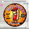 Vintage Hot Dog Cartoon Tin Sign 20x20cm 2D Flat Aluminum Wall Art Kitchen Bar Garden Garage Outdoor Decor