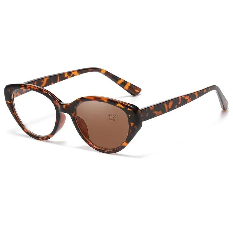 

Women s Retro Fashion Super Clear Anti-blue Light Reading Glasses Neutral Fashion New Cat-eye Photochromic Presbyopia Glasses +400