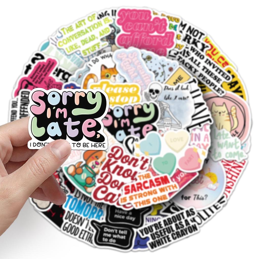 50 Snarky Meme Graffiti Stickers for Water Bottles, Suitcases, and Stationery Decoration.