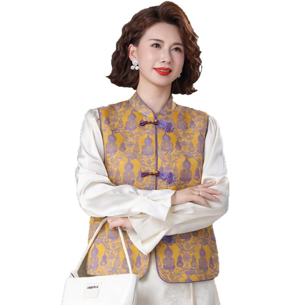 Spring Ethnic Style Vest for Middle-aged & Elderly Women - Lightweight Cardigan
