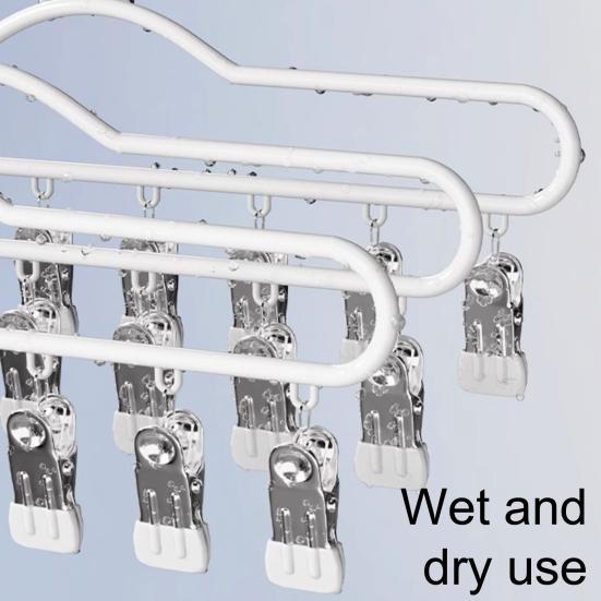1/2/3Pcs Coat Hanger with 8 Clips Multi-Function Storage Hanger Space-Saving Hanging Wardrobe Organizer Jeans Skirts Scarves Belts Towels Accessories