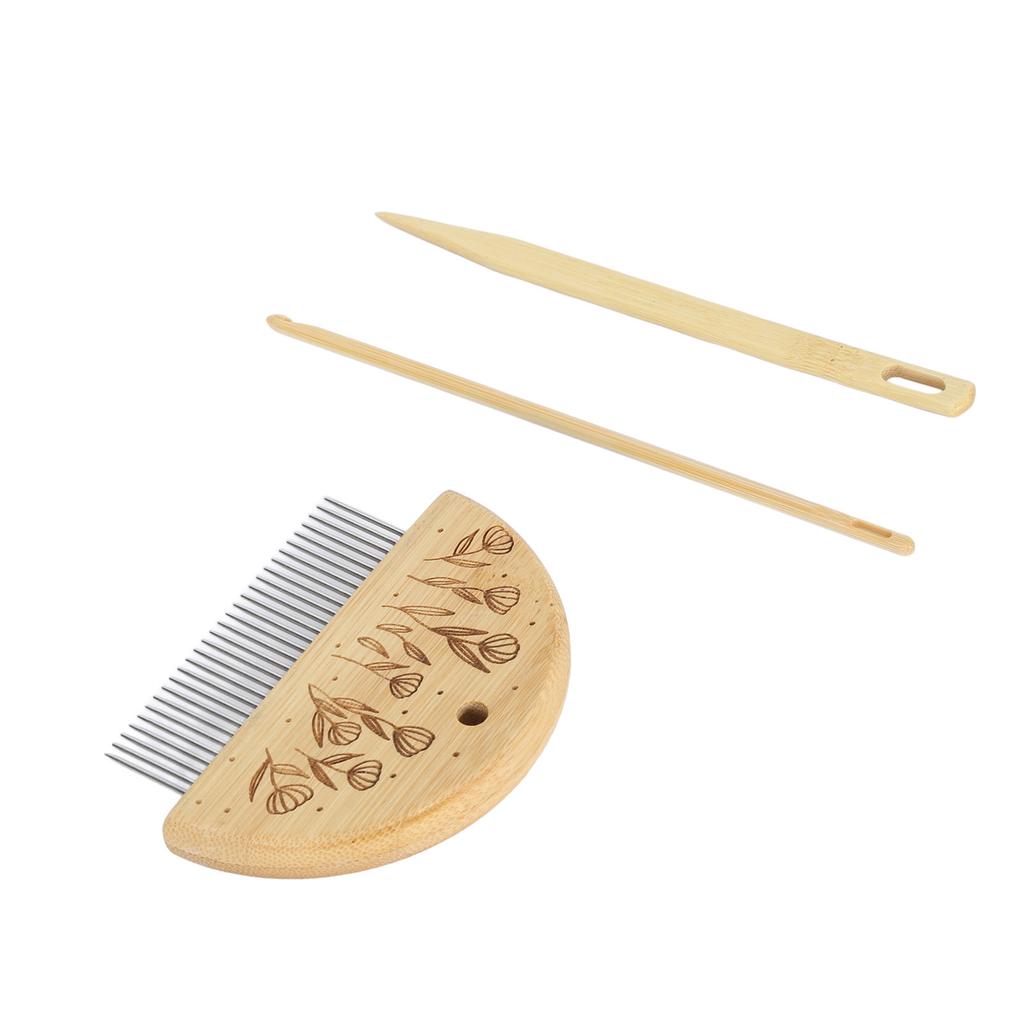 Weaving Loom Comb Professional Wooden Loom Comb Big Eye Needle 4mm Crochet Needle Set for Making