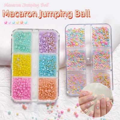 6gird/box Mini Makaron Colorful Ball Nail Caviars Resin Nail Art Rhinestones Micro Bubbles Beads Stud DIY Kawaii Nail Parts