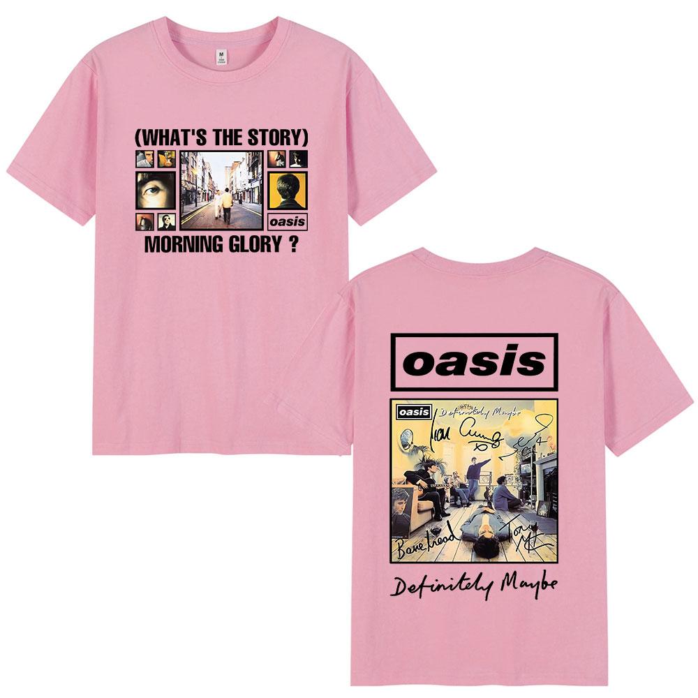 O-Oasis T-Shirts British Rock Band Vintage T-shirt Mens Clothing Cotton Casual Short Sleeve T Shirts Tops Streetwear Fans Gift