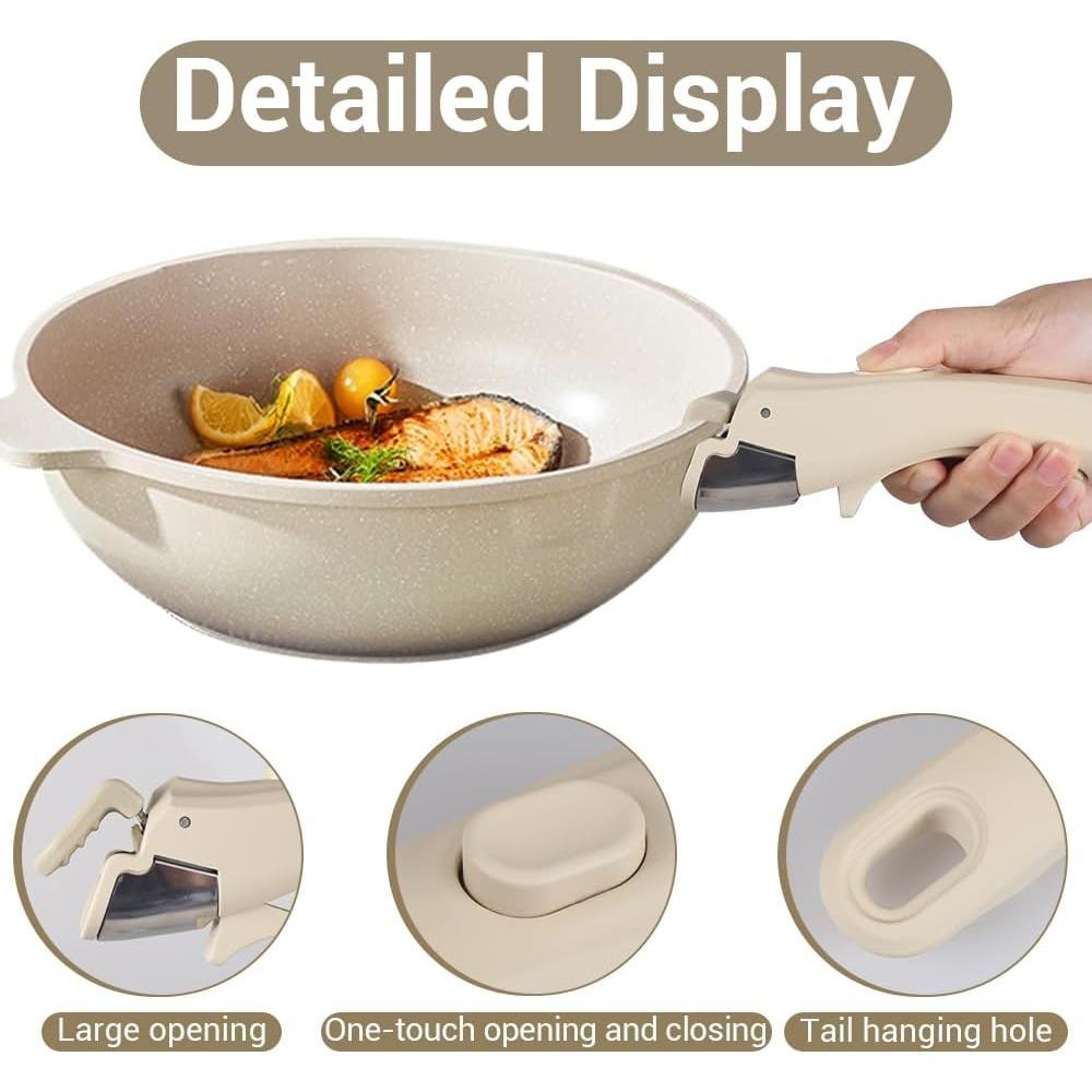 Removable Pan Handle Durable Heat-Resistant Anti Scalding Cookware Detachable Universal Pot Handle Suitable for All Cookware Pan
