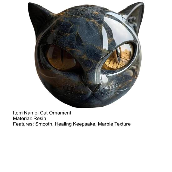 Mini Cat Stone Resin Cat Head Figurine Collectible Healing Stone Marble Texture Cat Stone Keepsake Gift for Cat Lovers Women Men