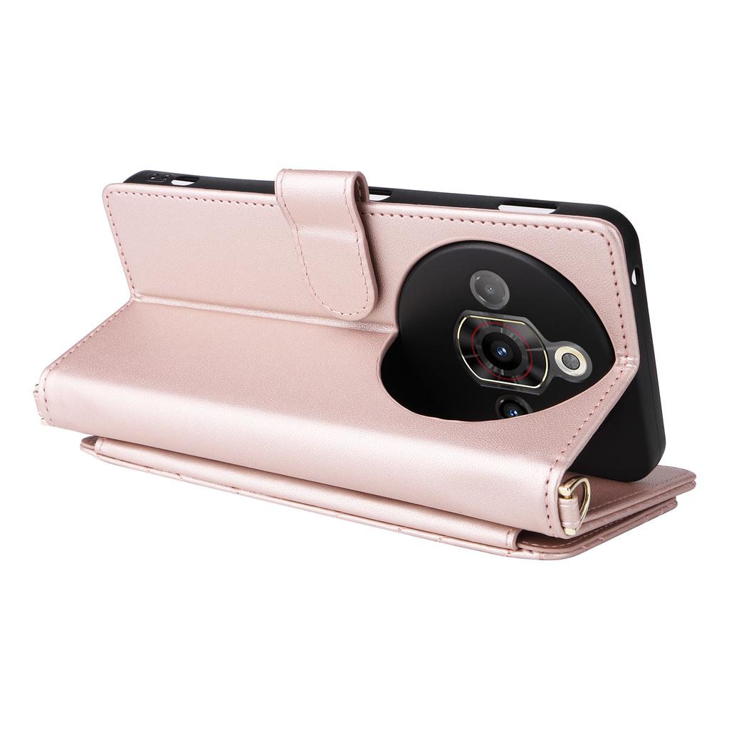 For ZTE Nubia Focus Pro Wallet Case with Shoulder/Wrist Strap Leather Phone Cover Stand