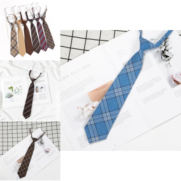 Childrens Tie With Solid Color Striped Check Pattern Polyester For School Uniforms