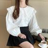 Korean Style Doll Collar Lace Trim Long Sleeve Shirt for Spring & Autumn