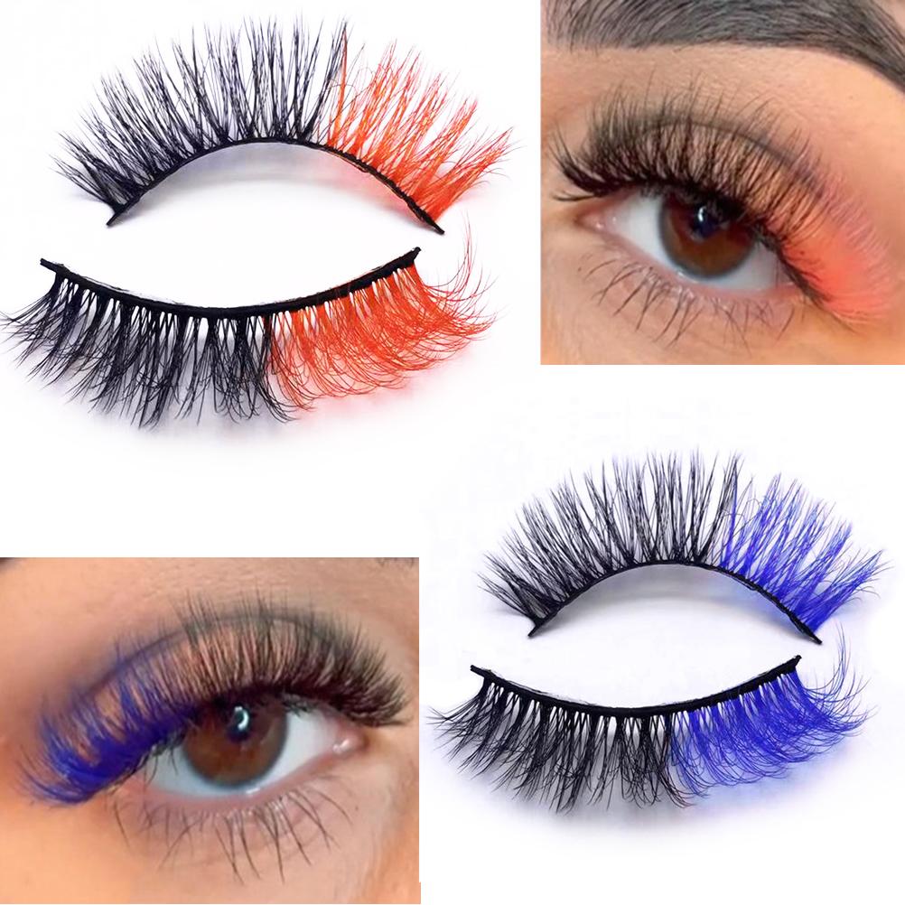 6 Pair False Eyelashes Self Adhesive Colored Lashes Fluffy Handmade Dramatic Decoration Eye Lashes Set for Cosplay