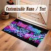 Neon Colorful Theme Crystal Velvet Floor Rug Personalized Custom Name Text Warm Carpet Home Decoration