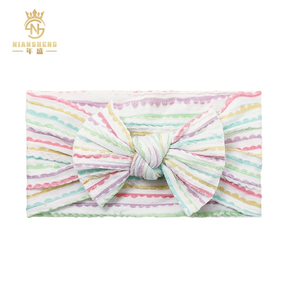 Frühlings-Jacquard Doppelreihiges Nylon-Stirnband mit bedruckter Schleife für Babys