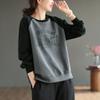 New Autumn Fashion Trend Patchwork Contrast Round Neck Letter Printing Loose Relaxed Oversize Women's Pullover Sweater