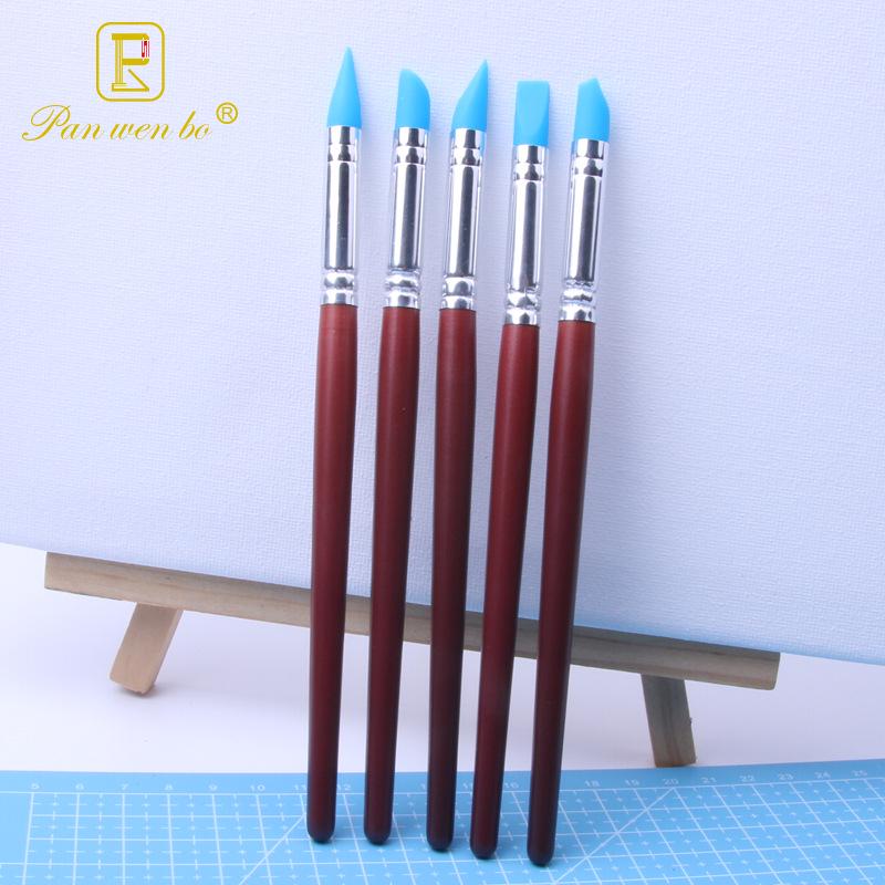 5-Piece Polymer Clay and Sculpture Tool Set - Silicone Art and Painting Materials with Wooden Stick and Pen