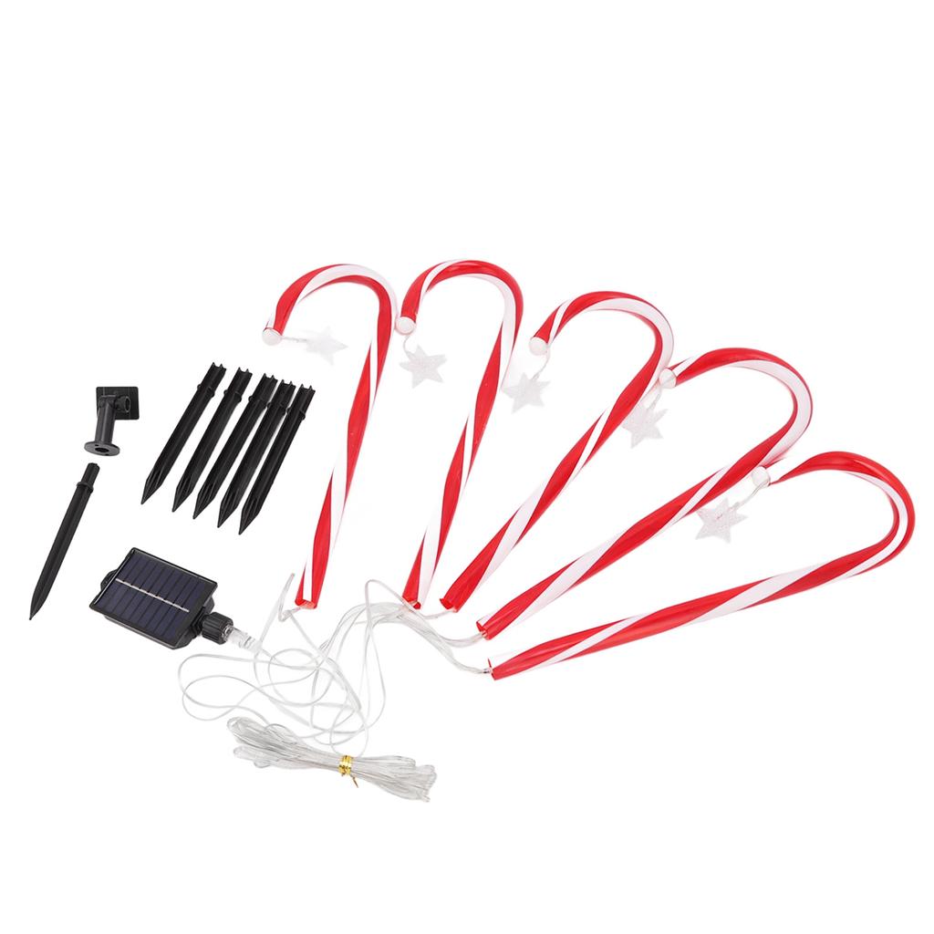 Xmas Candy Cane Lights 1 for 5 IP65 Water Resistant 8 Modes 500mAh Battery Candy Cane Pathway