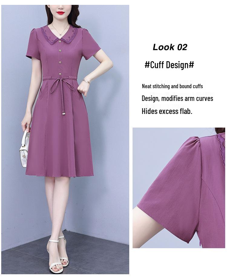 Chic Short-Sleeved Slim Fit Summer Dress for Women - Mid-Length, Belly-Covering, Goddess Style